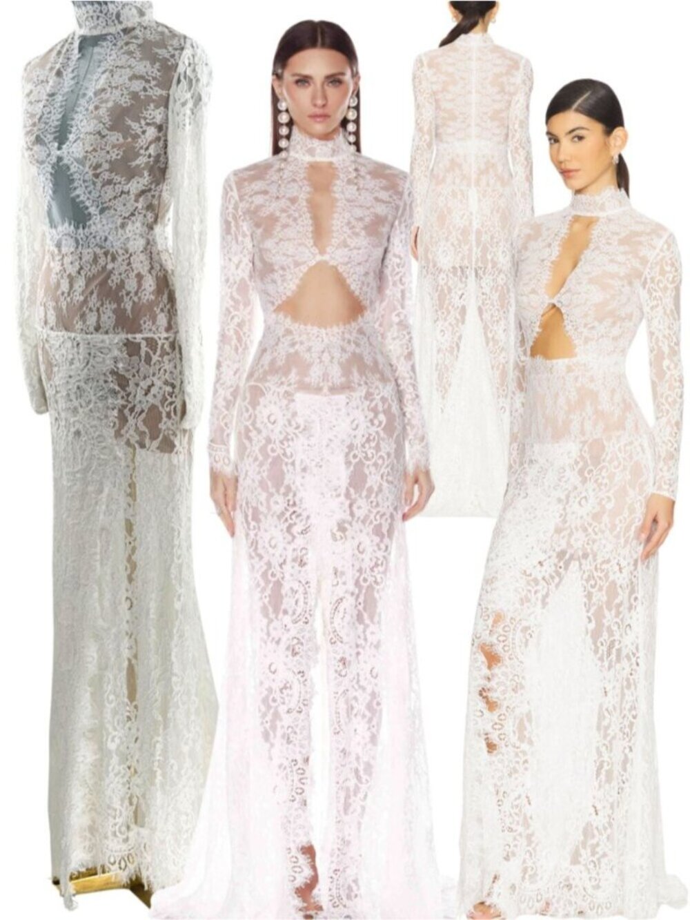 🆕 BRONX & BANCO 🧿 NWOT Eleanor Lace Cut Out Gown, White - Sz S US 4